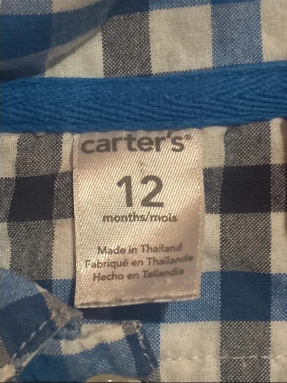 Carter's Blue and White Gingham Short-Sleeve Romper
